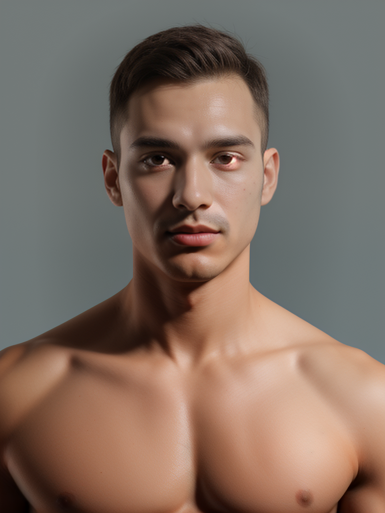 Portrait of a Young Man with Strong Features and Intense Gaze