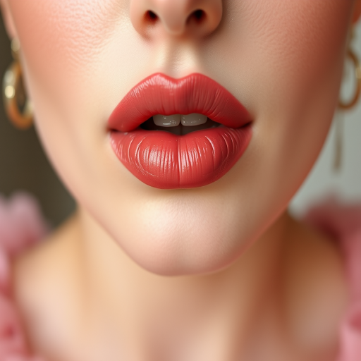 Romantic dusty rose lips with a velvet-like texture, timeless and feminine, perfect for vintage-inspired looks and bridal beauty