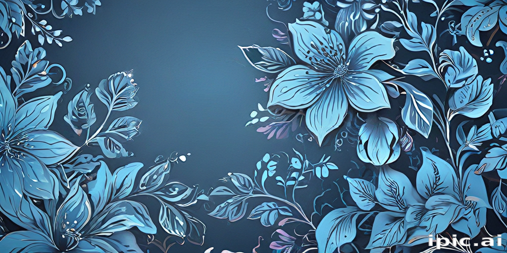 Elegant Floral Design with Shades of Blue on a Dark Background