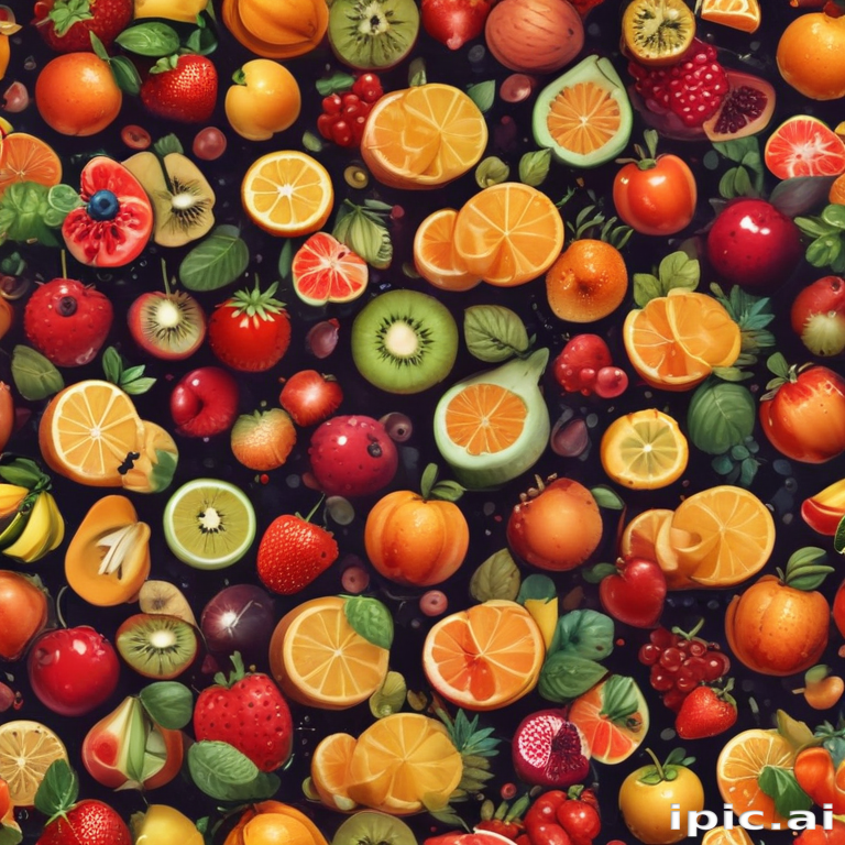 A Vibrant Assortment of Fresh Fruits in a Colorful Display Arrangement.