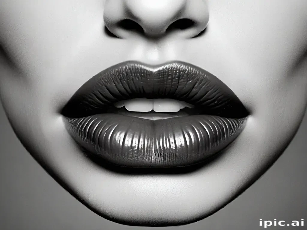 lips black and white clipart