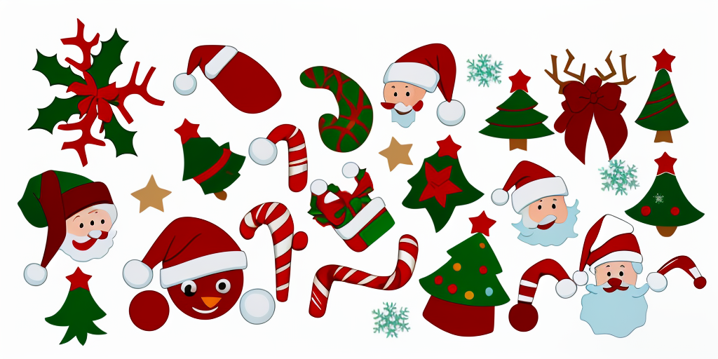 Festive Christmas Icons Featuring Santa, Trees, Candy Canes, and ...