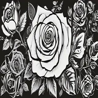 roses clipart black and white