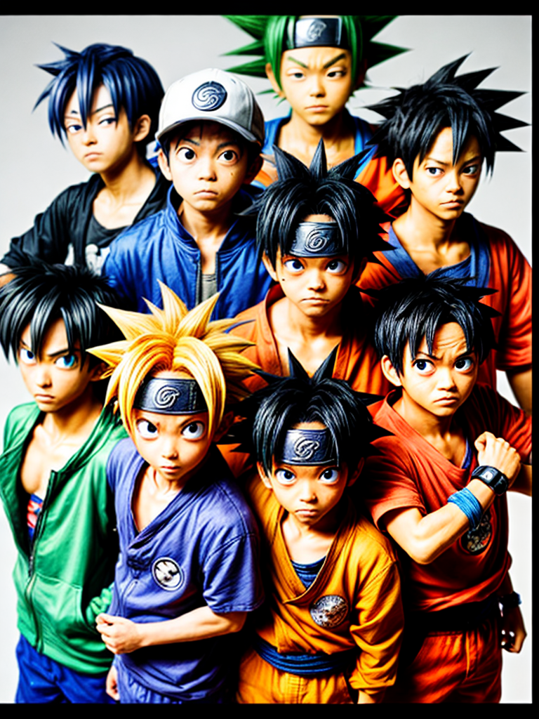 Ai Image Generator - Ai Art Generator - High Quality and 100% Unique Images  - iPic.Ai a photo from an anime rap channel in the photo I want goku naruto  and luffy