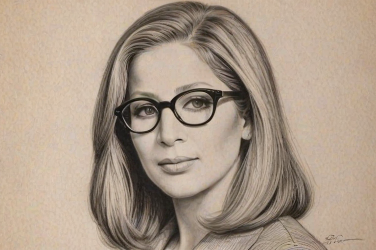Magnificent Barbra Streisand, pencil sketch, portrait of Fetching woman 1934s in glasses, hair style beatnik, outline, clear lines, fine lines, 8k