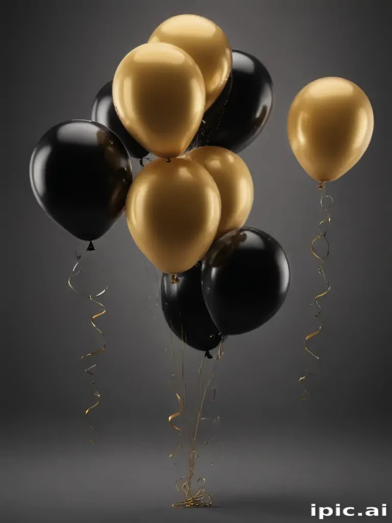 black and gold balloons png