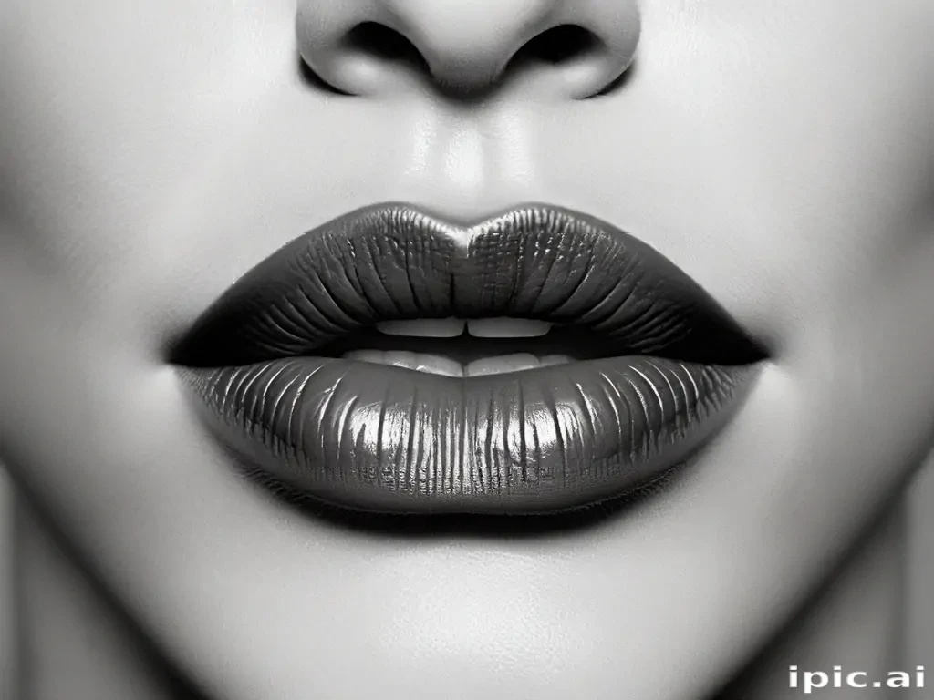 lips black and white clipart