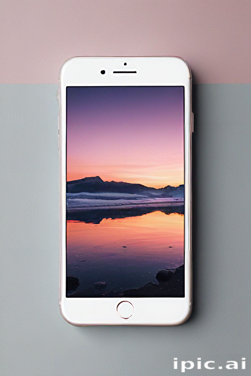 Smartphone Displaying a Stunning Sunset Reflection Over Serene Water