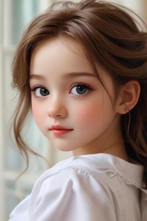 Charming Portrait of a Young Girl with Enchanting Eyes and Soft Features