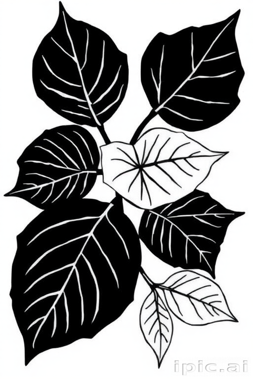 leaves clip art black and white