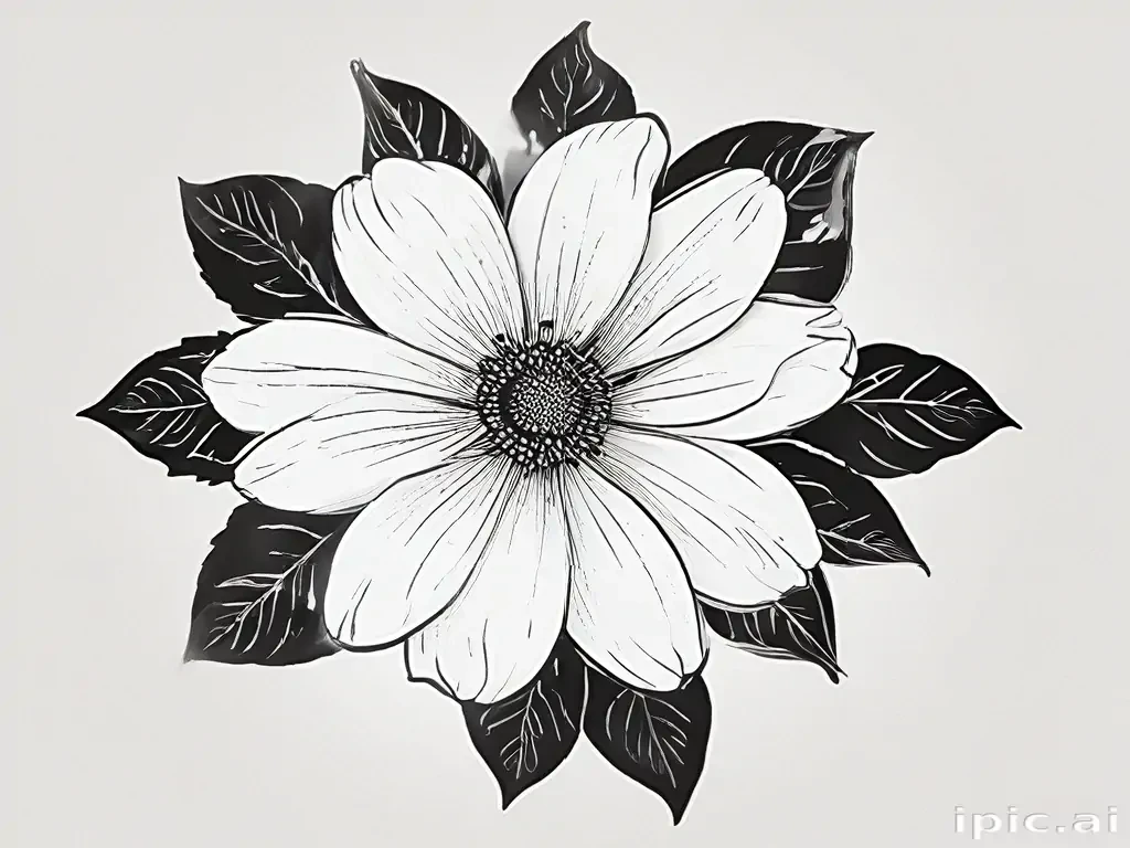 flower clipart black and white