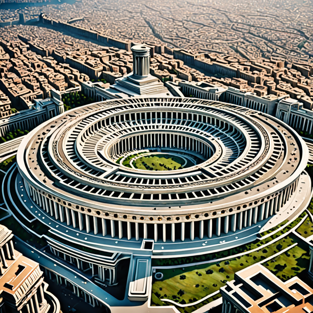 futuristic roman empire, ryan gosling, roman megastructure