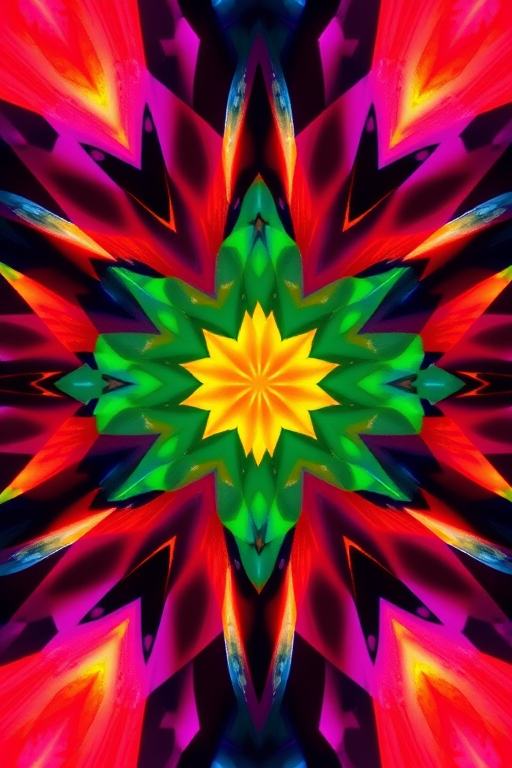 Generate a high-resolution image of an abstract geometric pattern with vibrant colors and sharp contrasts, using a 50mm lens, f/2.8 aperture, ISO 100, 1/200s shutter speed, top-down view, captured with a DSLR camera in landscape orientation.