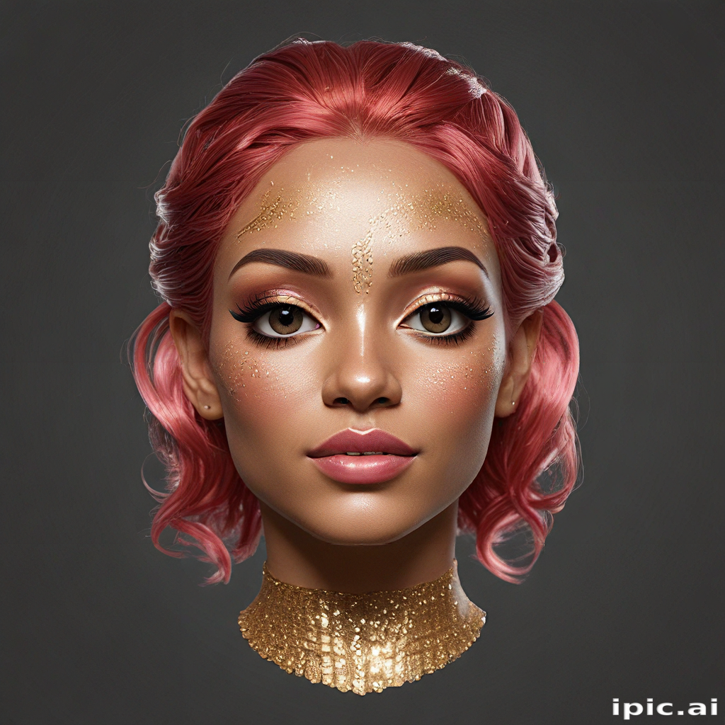 Stunning Portrait of a Woman with Pink Hair and Glittering Makeup
