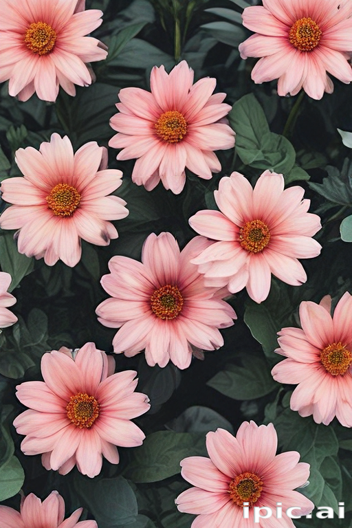 Vibrant Pink Flowers Blooming Amidst Lush Green Foliage in Nature's Beauty