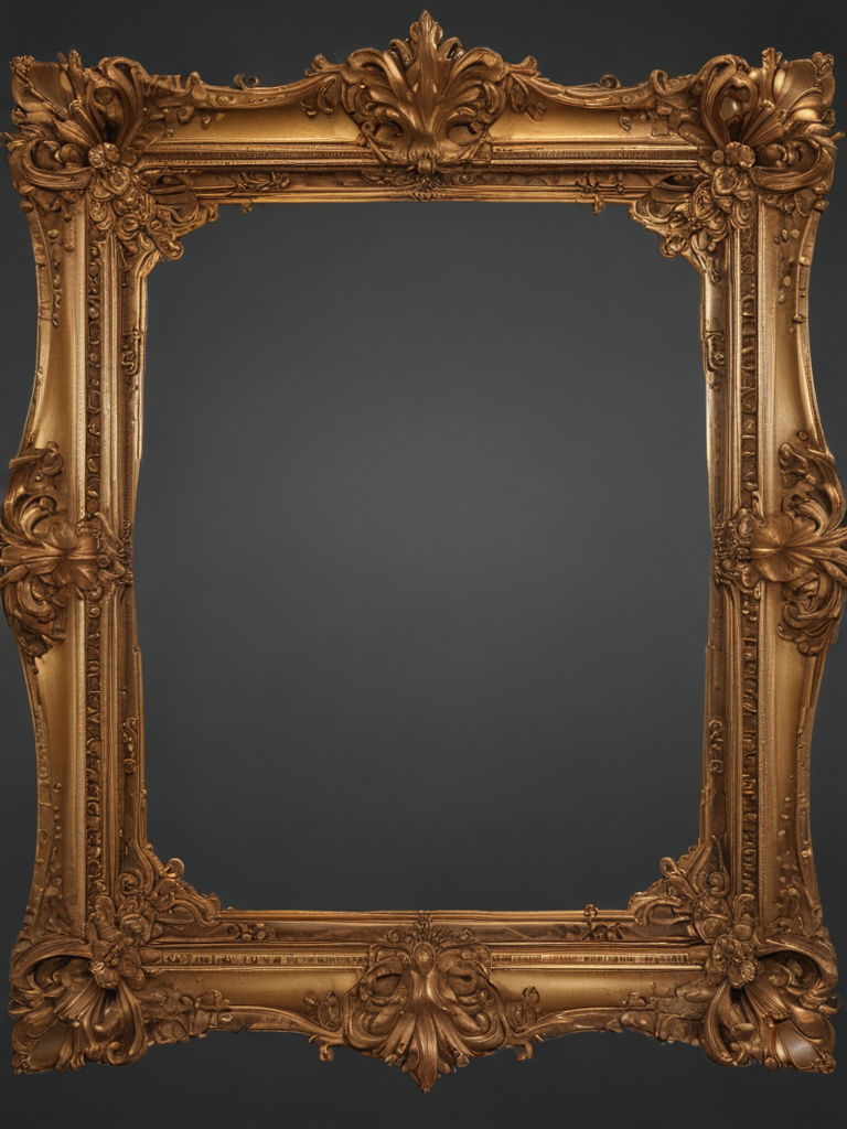 An Ornate Golden Picture Frame with Intricate Floral Designs and Patterns.