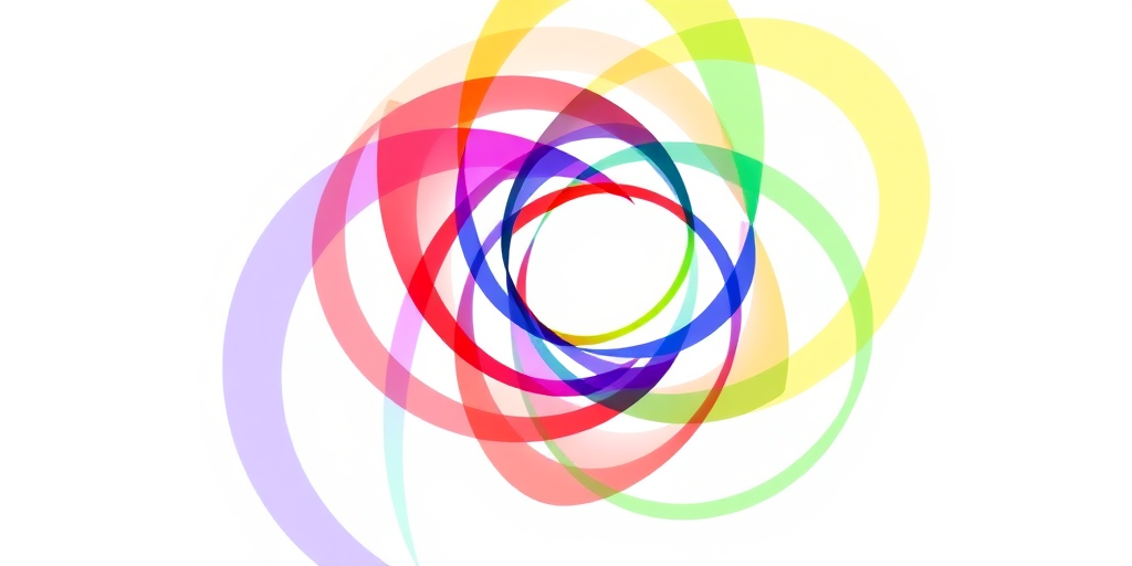 Generate a vibrant graphic of interlocking colorful circles forming a spiral pattern with a white background, using high-definition settings, a Canon EOS R5 camera, 50mm lens, aperture f/2.8, ISO 100, and a focus on sharpness and color saturation.