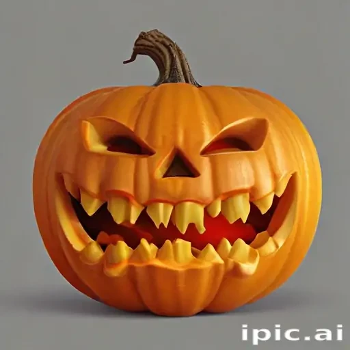 A Spooky Halloween Pumpkin with Menacing Teeth and Sinister Grin.