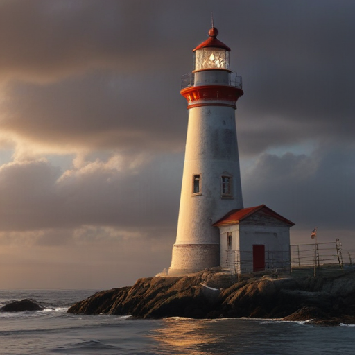 Majestic Lighthouse Standing Tall Against a Dramatic Sunset Sky