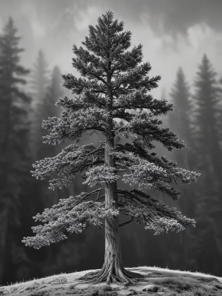 pine tree clipart black and white