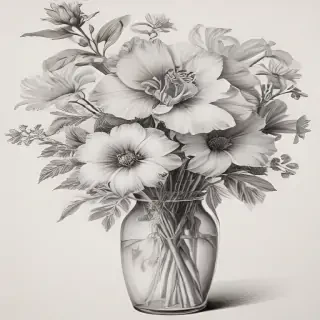 pencil drawn flowers