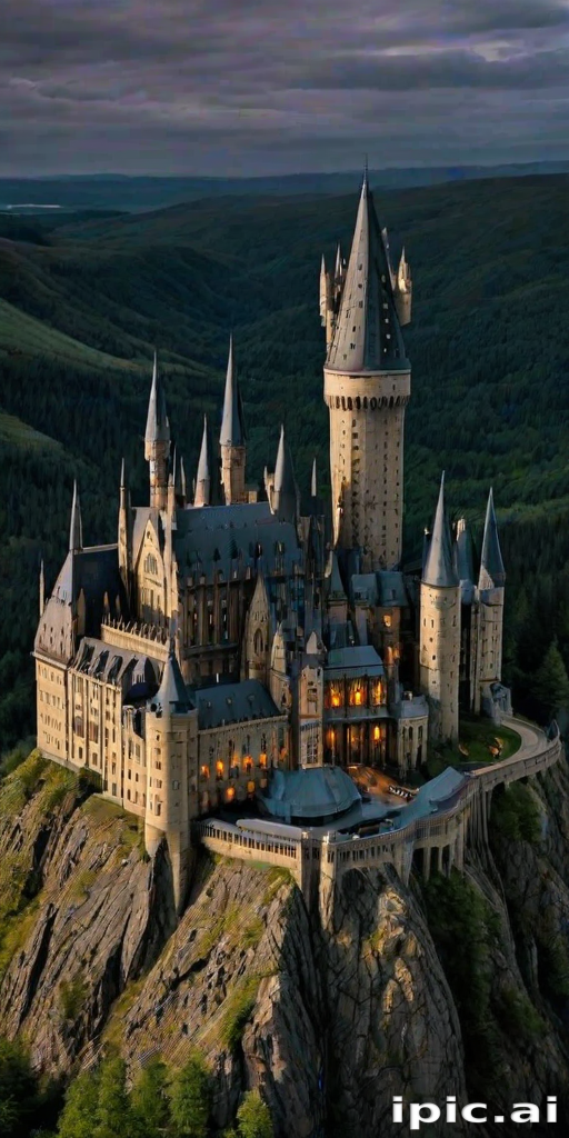 Majestic Castle Surrounded by Lush Greenery Under a Dramatic Sky