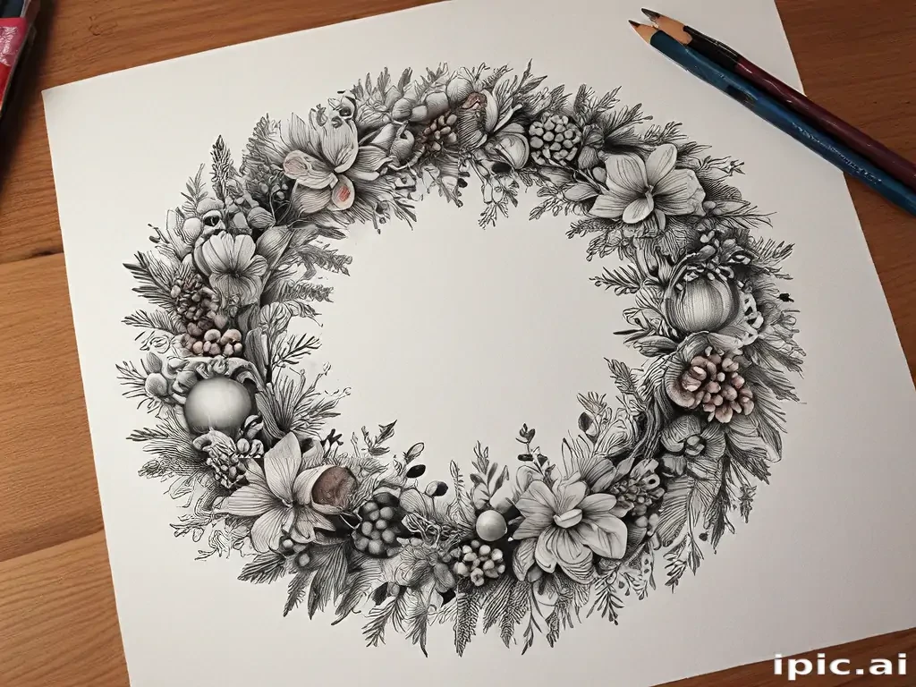wreath drawing