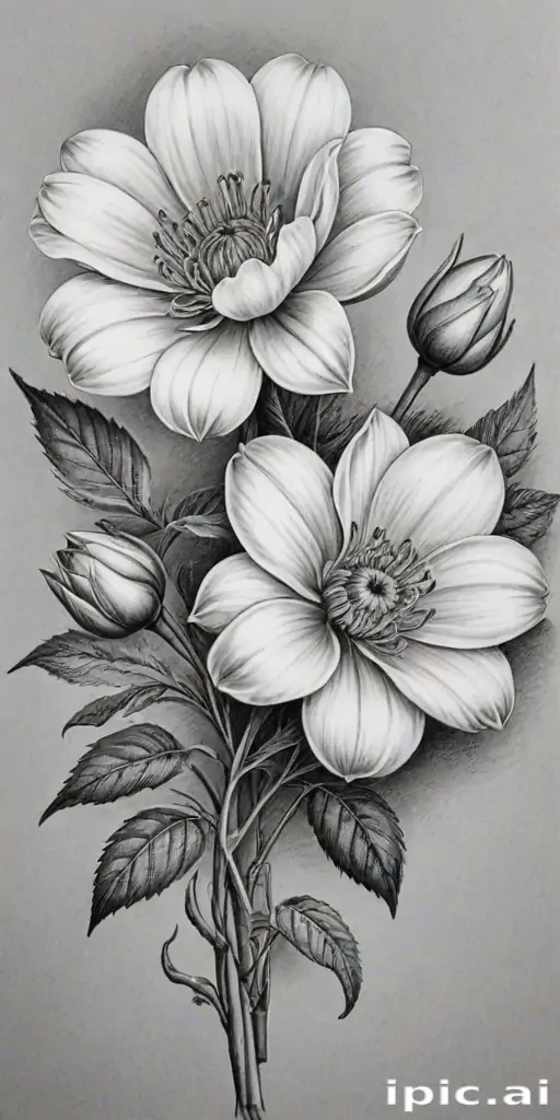 pencil drawing flowers