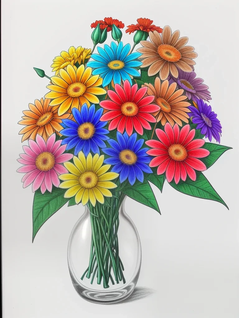 colored flowers drawing