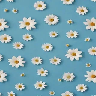 blue background with flowers