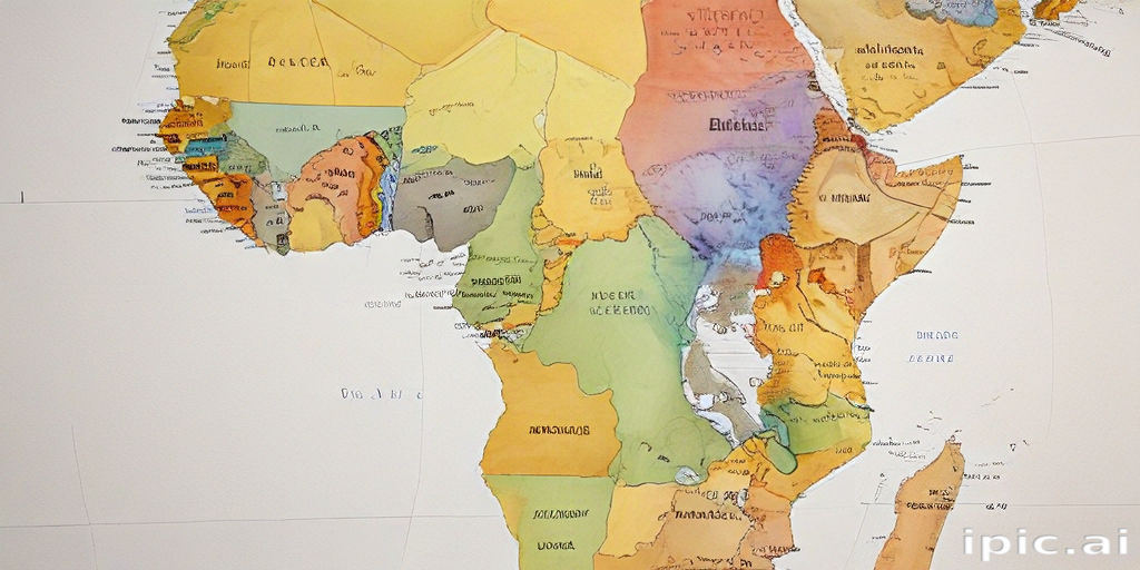 Colorful Artistic Map of Africa Highlighting Countries and Geographical ...