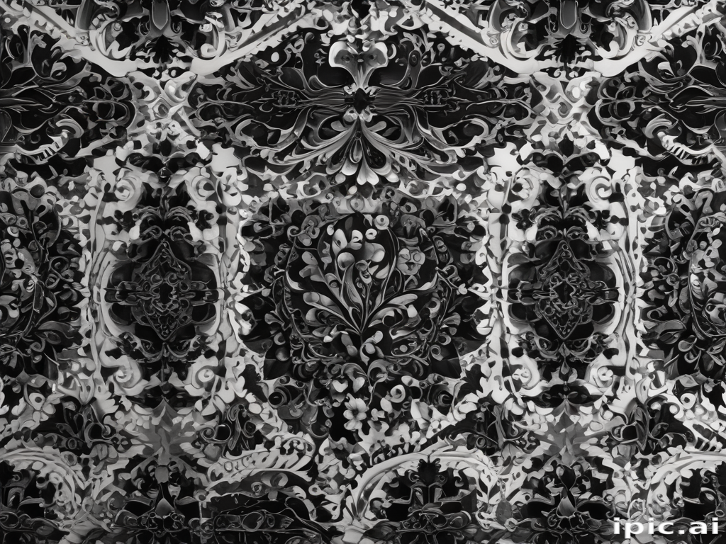 Intricate Black and White Floral Pattern with Elegant Baroque Design ...