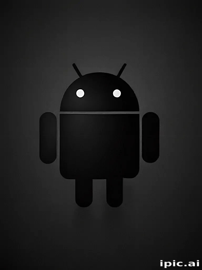 Minimalist Black Android Robot Icon Against a Dark Background Design