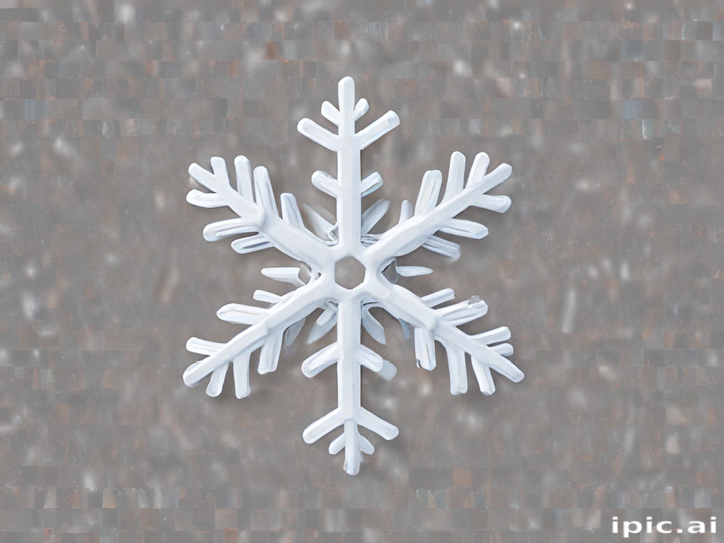 A Delicate White Snowflake Against a Soft Gray Background in Winter.