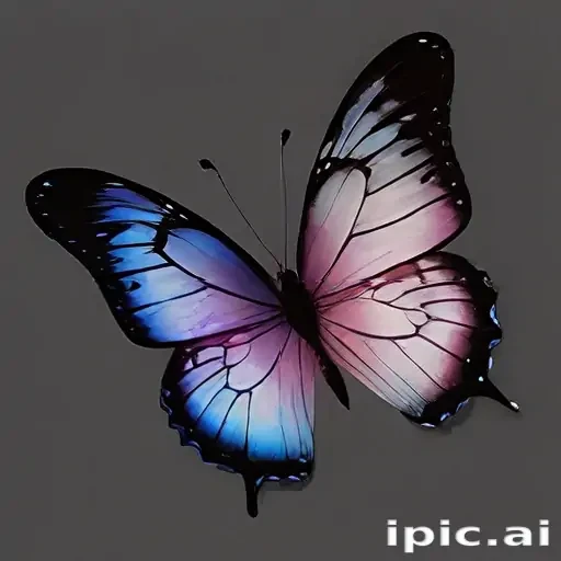 Beautiful Butterfly with Striking Blue and Pink Wings Against a Dark ...