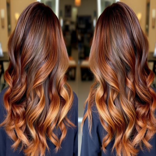 Luxurious chocolate brown to caramel ombre called "Dulce de Leche Dream" featuring long layers, rich warm tones transitioning smoothly, soft voluminous curls cascading down back, face-framing highlights in lightest shade