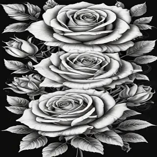 roses clipart black and white