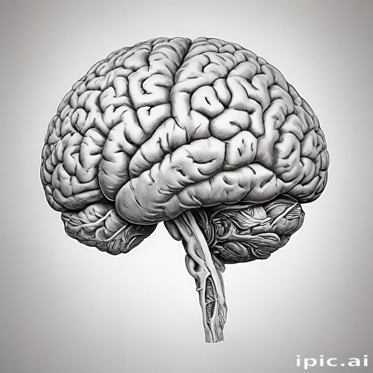 Intricate Illustration of a Human Brain Showcasing Detailed Anatomical ...