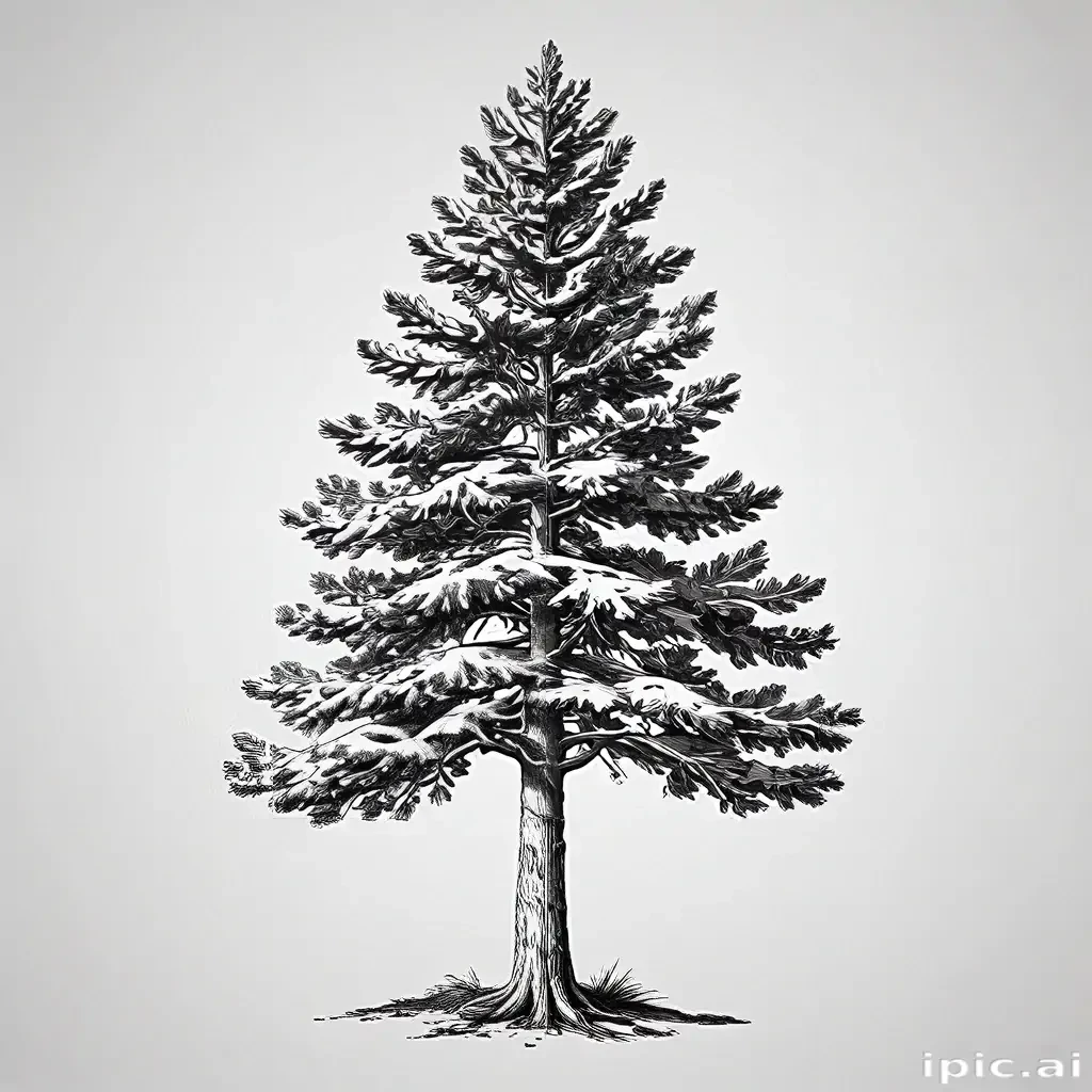 black and white pine tree clip art