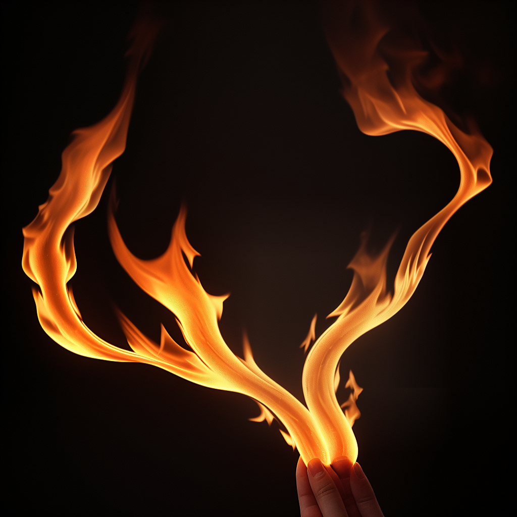 Captivating Flames Dancing Gracefully from a Hand in Dark Background