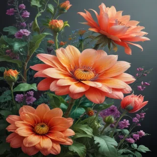 color drawings of flowers