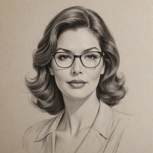 Wonderful Laura Harring, pencil sketch, portrait of Ravishing woman 1949s in glasses, hair style beatnik, outline, clear lines, fine lines, 8k