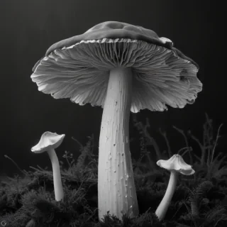 mushroom black and white