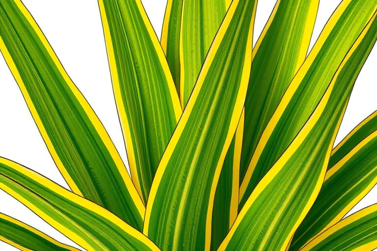 Create a detailed illustration of a Sansevieria plant with vibrant green and yellow striped leaves, shot from a close-up angle using a DSLR camera with a 50mm lens, aperture set to f/2.8, ISO 100, and natural light for enhanced color depth and clarity.