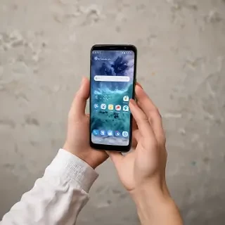 holding phone