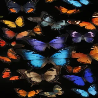 butterflies in black background