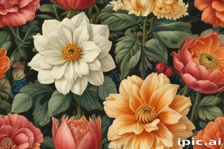Vibrant Floral Arrangement Featuring Diverse Flowers in Rich Colors and ...