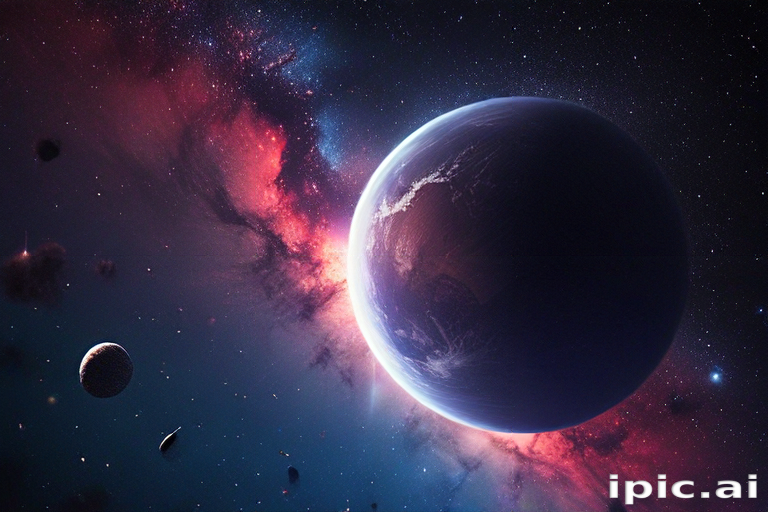 Stunning Cosmic Scene Featuring a Planet Surrounded by Colorful Nebulae ...