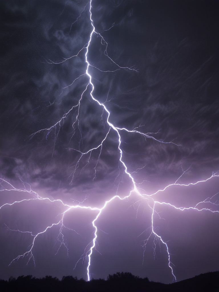 Majestic Lightning Strikes Illuminate the Dark Sky During a Stormy Night