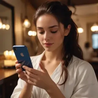holding phone